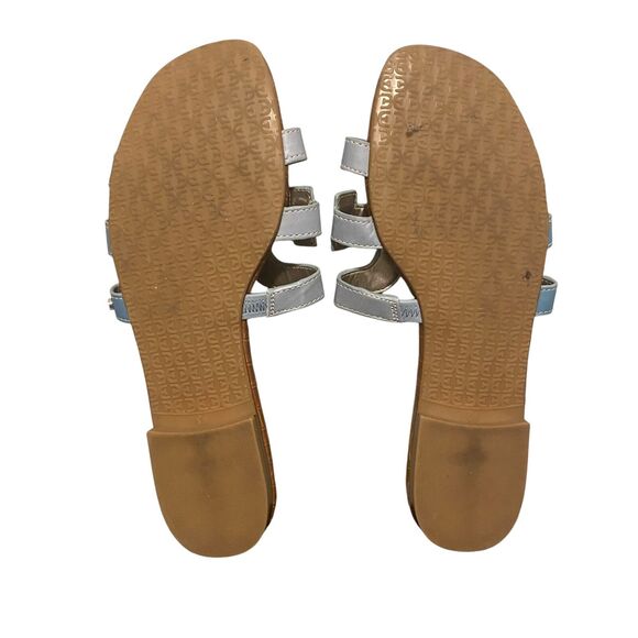 Sam Edelman Sandal Leather 8.5 Blue Bay Cutout Slide Flats Slip On Comfort - Picture 7 of 9